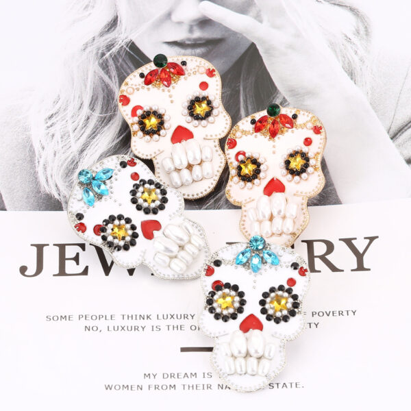 Wholesale Skull Earrings with Pearls