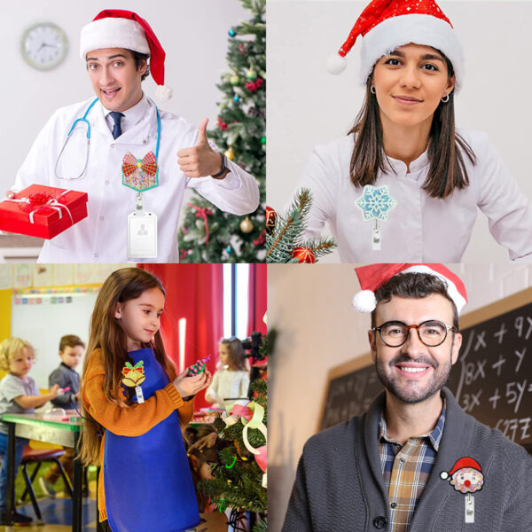 Wholesale Christmas Series Easy Pull Buckle Telescopic Badge Scroll Keychain