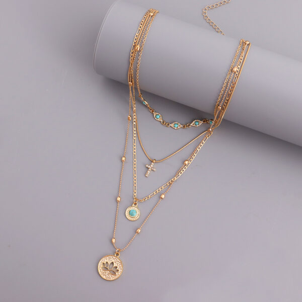 Wholesale Hollow Out Flowers Diamond Cross Alloy Necklaces