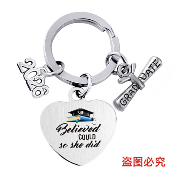 Wholesale Season of Graduation Gift Heart-shaped Color Printing Stainless Steel Keychain