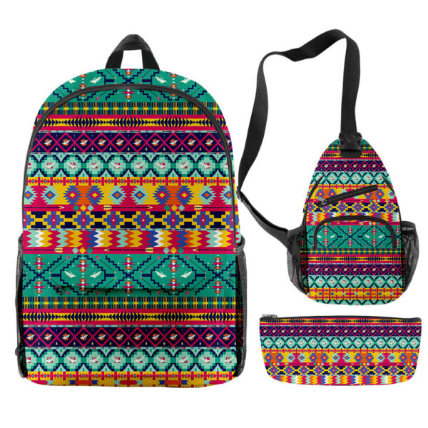 O1CN010o1bZD1cYnpIhuAoC_2211197993613-0-cib Wholesale Oxford Fabric Aztec Pattern Backpack Shoulder Bag Pencil Case Set