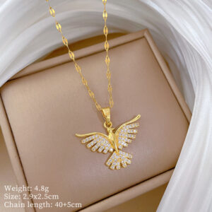 D311 gold titanium steel chain copper micro-embedded pendant