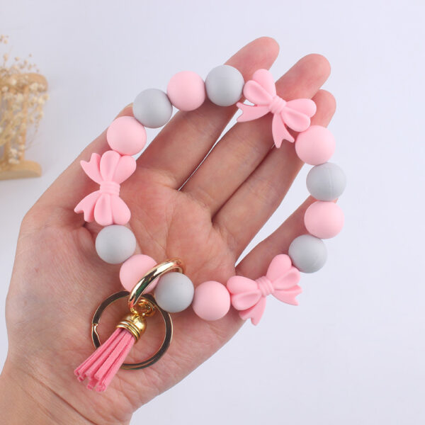 Wholesale Cartoon Bow Knot Silicone Handmade Beaded Wrist Key