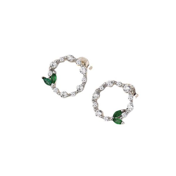 Wholesale Copper Diamond Leaf Earrings