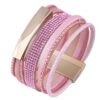 Wholesale Diamond Studded Leather Magnet Alloy Bracelet