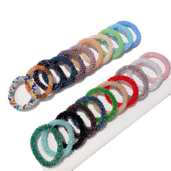 Wholesale Sequin Crystal Color Elastic Rubber Band Bracelet Dual Use