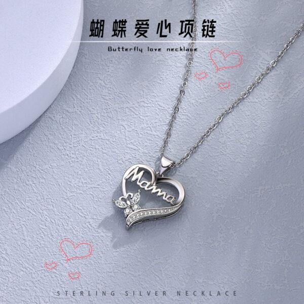 Wholesale Mother's Day Love Butterfly Diamond Bronze Necklace