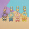 Wholesale Electroplated Acrylic Alloy Beaded Colorful Butterfly Keychain
