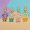 Wholesale Electroplated Acrylic Alloy Beaded Colorful Butterfly Keychain