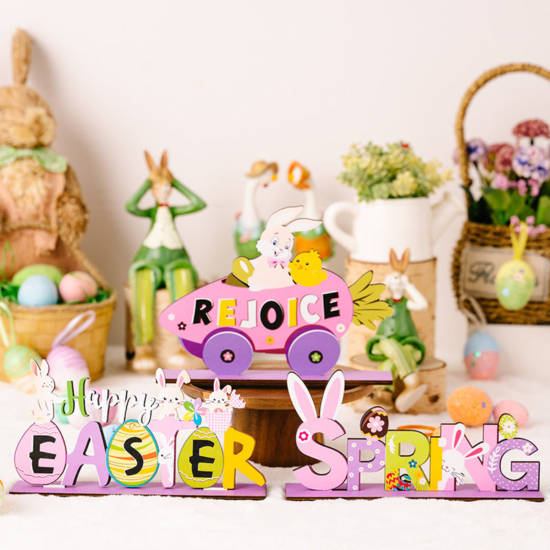 Wholesale Easter Rabbit Letter Wooden Decorations