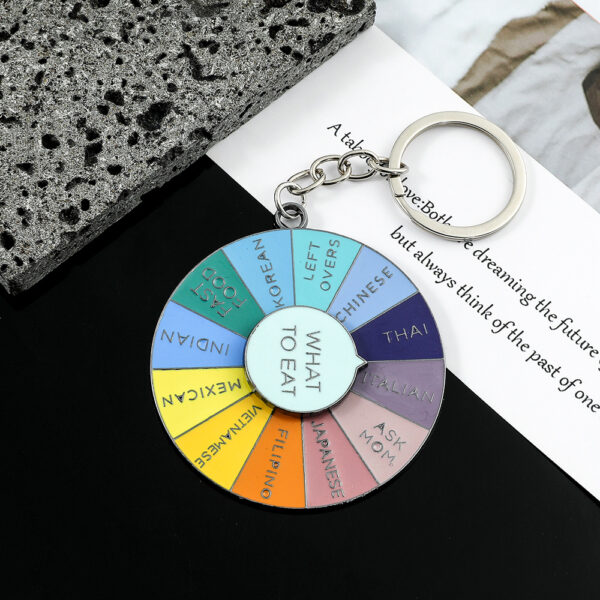 Wholesale Zinc Alloy What To Eat Tonight Turntable Keychain