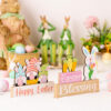 Wholesale of Easter Bunny Floral Wooden Decorations