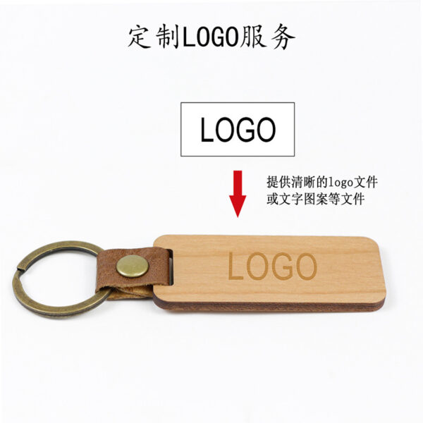 Wholesale Solid Wood PU Leather Wooden Keychains
