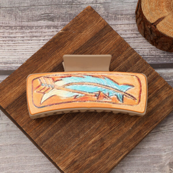 Wholesale Western Style Sunflower Feather Leather Hairpin Shark Clip