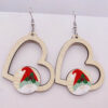 Wholesale Christmas Wooden Earrings Santa Claus Elk Gnome Heart Shape