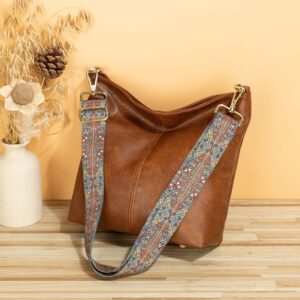 Wholesale of Large Capacity Retro Wide Shoulder Straps, Soft Leather Crossbody Shoulder Bags