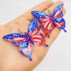 Wholesale Independence Day Acrylic Colorful 3D Butterfly Earrings