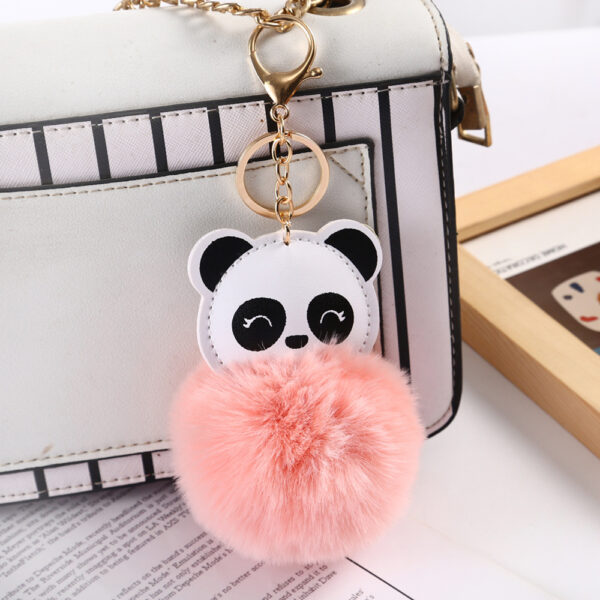 O1CN0112hh2h1m9HotL4DRS_2206918704911-0-cib Wholesale Cartoon Panda Fur Ball Alloy Keychain