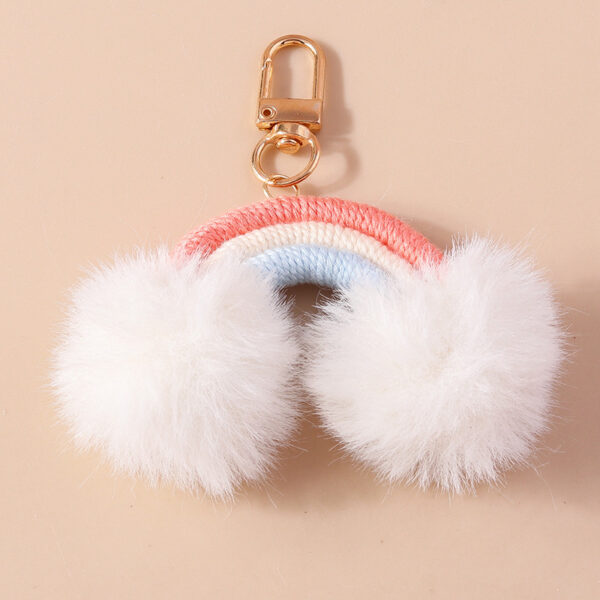 O1CN0112u3hD2KzDo8ErZ7i_2211051639627-0-cib Wholesale Cartoon Fur Ball Hand Knitted Rainbow Keychain