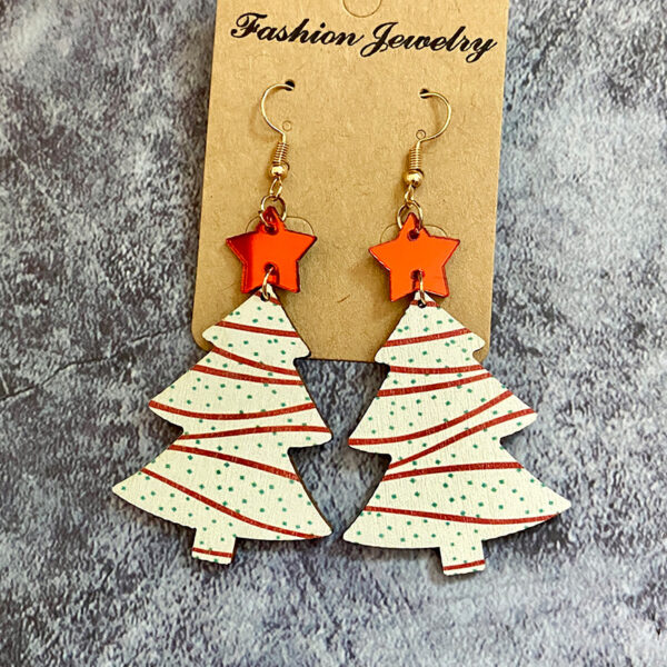 Wholesale Christmas Tree Wooden Earrings
