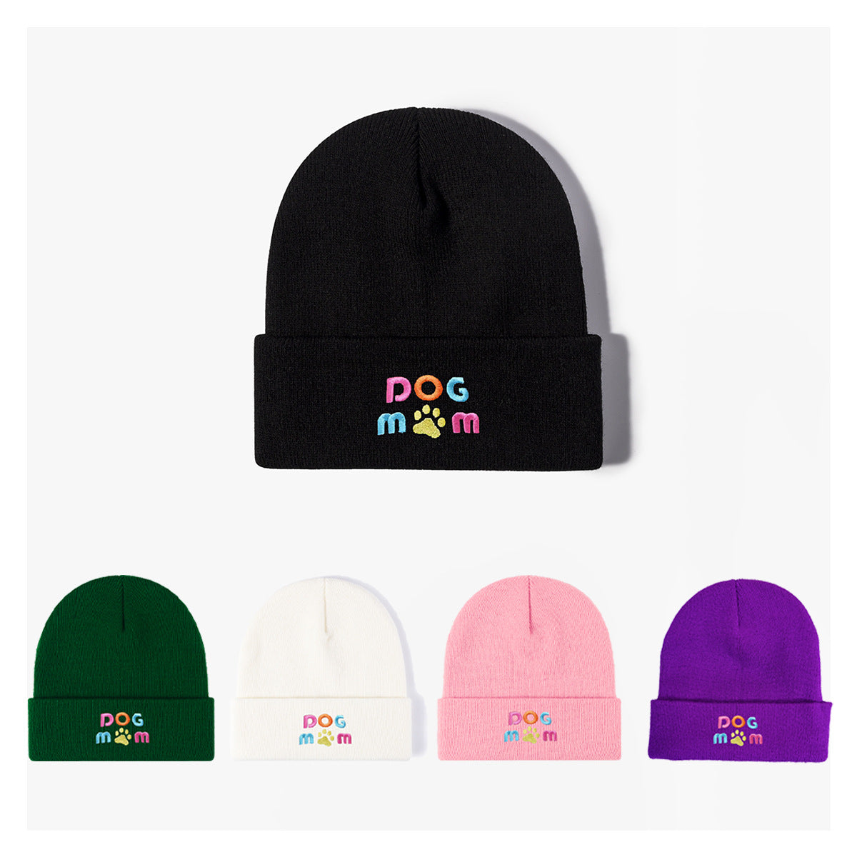 Wholesale Embroidery DOG MOM Knitted Hat Beanie