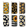 Wholesale Sunflower Long PU Zipper Printed Wallet