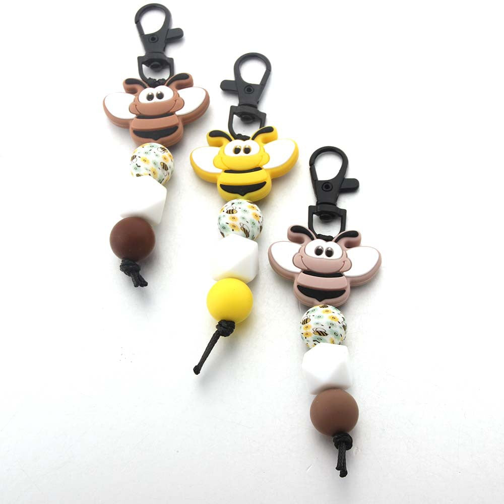 Wholesale Silicone Bead Bee Animal Keychain