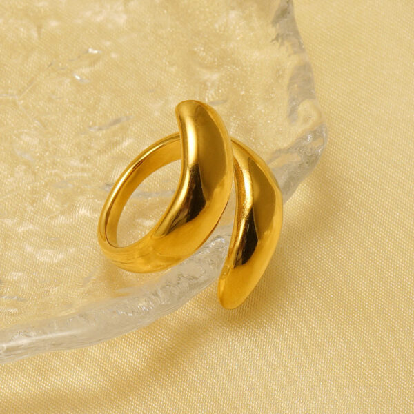 Wholesale Stainless Steel 18k Gold Double Layer Open Ring Titanium Steel Design Sense of Life