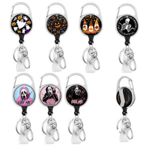 Wholesale ABS Halloween Pumpkin Roll Up Keychain