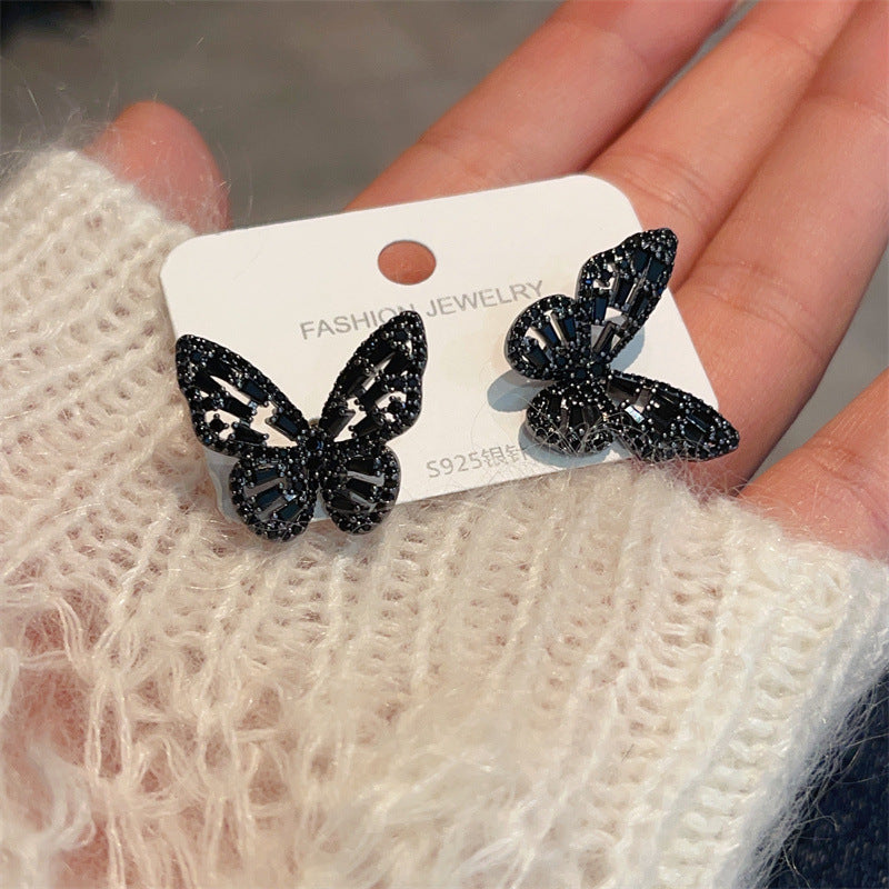 Wholesale S925 Sier Needle Three-dimensional Butterfly Electroplating Earrings