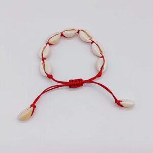 Wine red rope anklet 9 shell