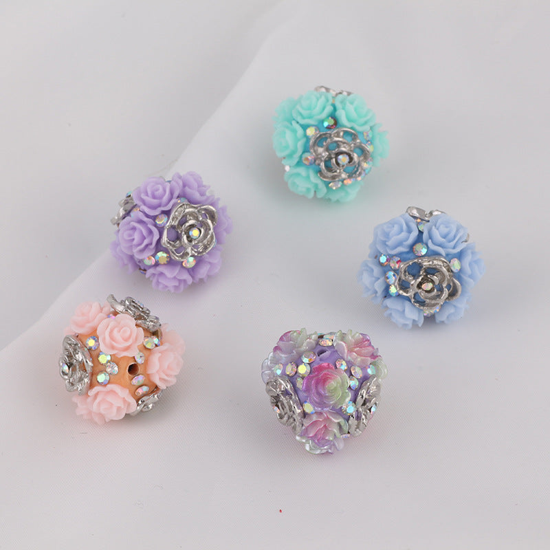 Wholesale Alloy Rose Soft Ceramic ill Balls with Straight Hole Beads