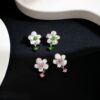 Wholesale French Flower Studded Diamond Alloy Earrings