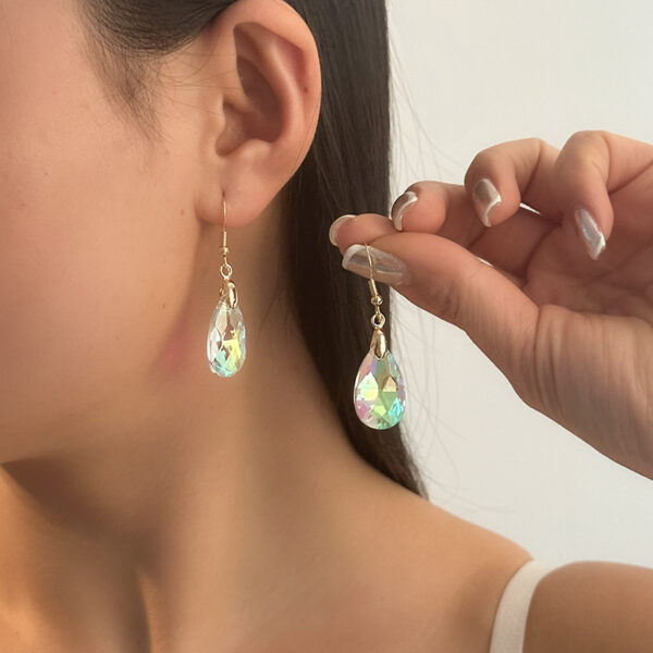 Wholesale Crystal High-grade Long Geometric Water Drop Fashion Light Luxury Colorful Zircon Earrings