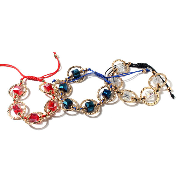 O1CN0116Rib229tIp6BBSPK_2559898125-0-cib Wholesale Fashion Handwoven Red Rope Square Crystal Bracelet