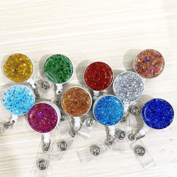 Wholesale Acrylic Sequin Easy Pull Button Keychain