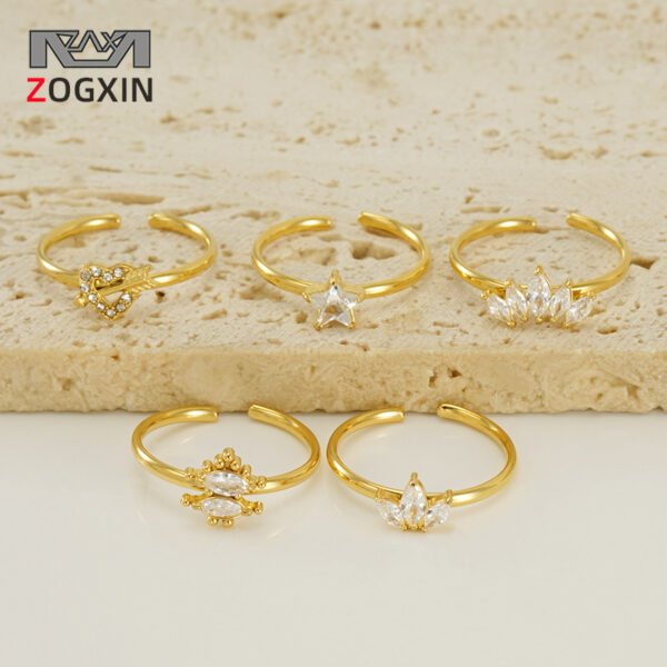Wholesale of New Stainless Steel Inlaid Zircon Open Ring