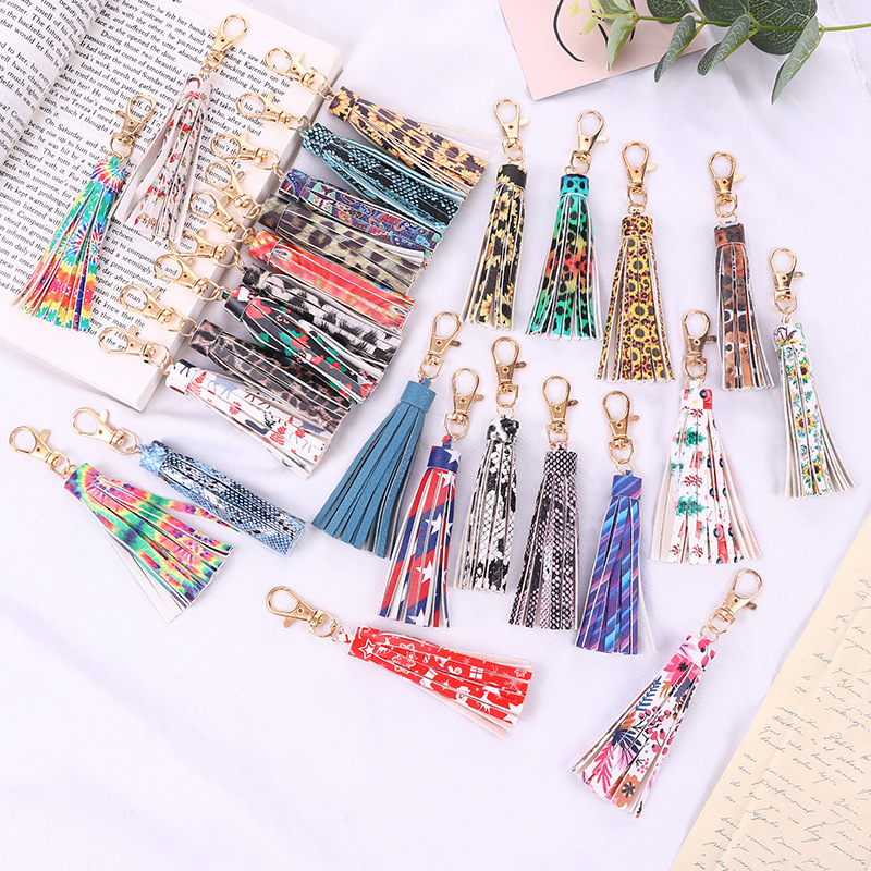 Wholesale New PU Tassel Bag Pendant Women Keychain Tassel Hanging Leopard Snake Fashion Key Aessories