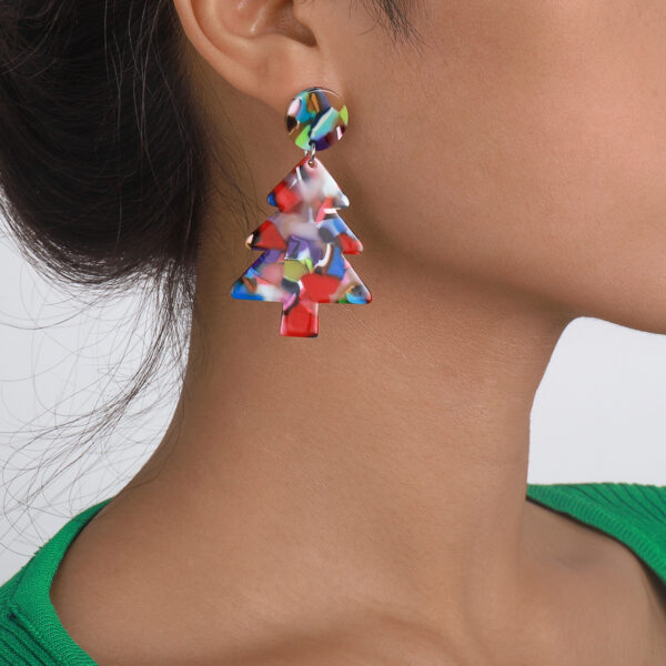 Wholesale Colorful Christmas Tree Acetate Sheet Earrings