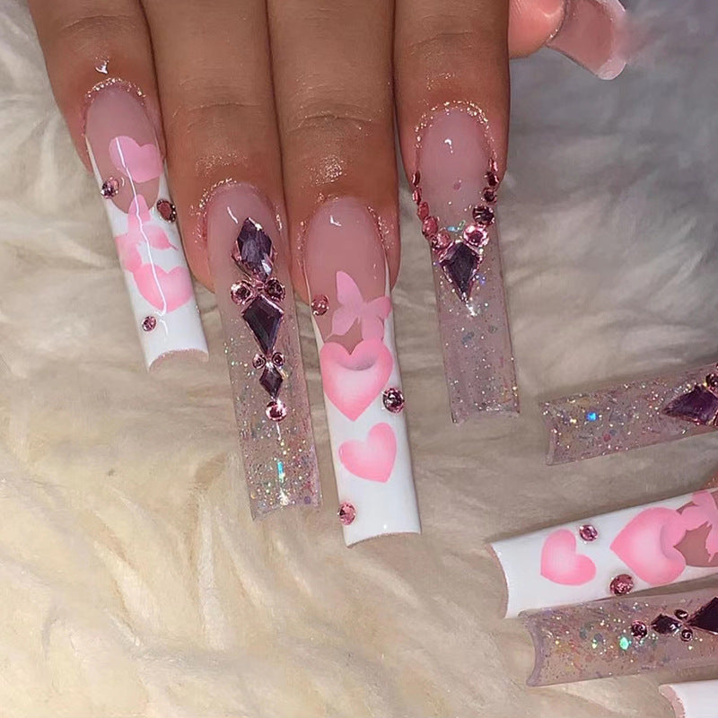 Wholesale Plastic Shiny Diamond Wearable Nails