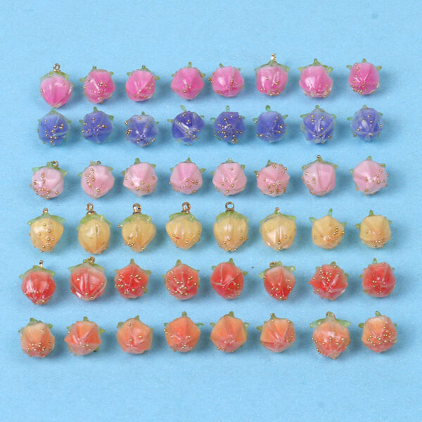 Wholesale Pink Drop Glue Strawberry Resin Jewelry Accessories Beads