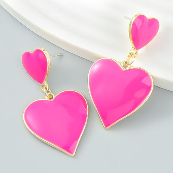 Wholesale Multi-layered Love-shaped Alloy Oil Dripping Earrings