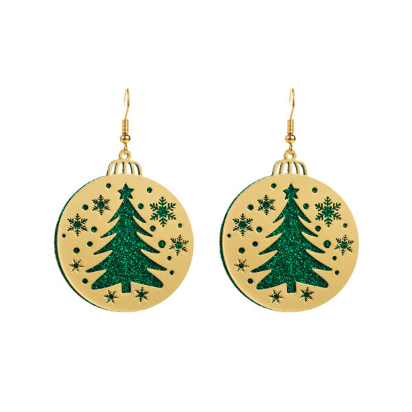 Wholesale Christmas Carved Cut-out Double-layer Alloy Glitter Earrings