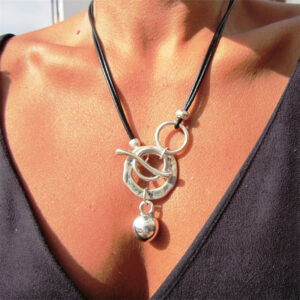 Circle ball leather ball necklace