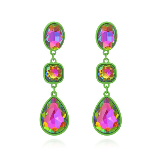 Wholesale Water Drop Crystal Color Diamonds Alloy Earrings