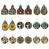 Wholesale Western Style Sunflower Cow Leather Earrings