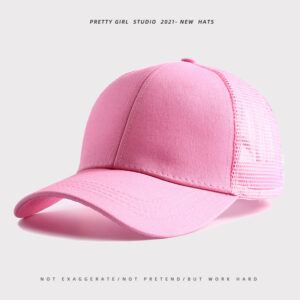 Solid color rear opening ponytail net cap pink / Adjustable