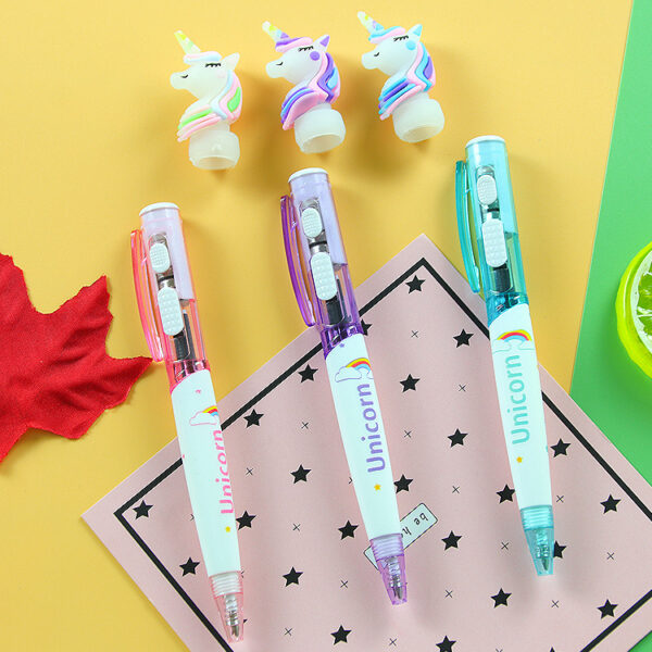 Wholesale Plastic Cartoon Unicorn Glowing Ballpoint Pen