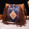 Wholesale Cotton Linen Aztec Pattern Vintage Hand Woven Tassel Bag