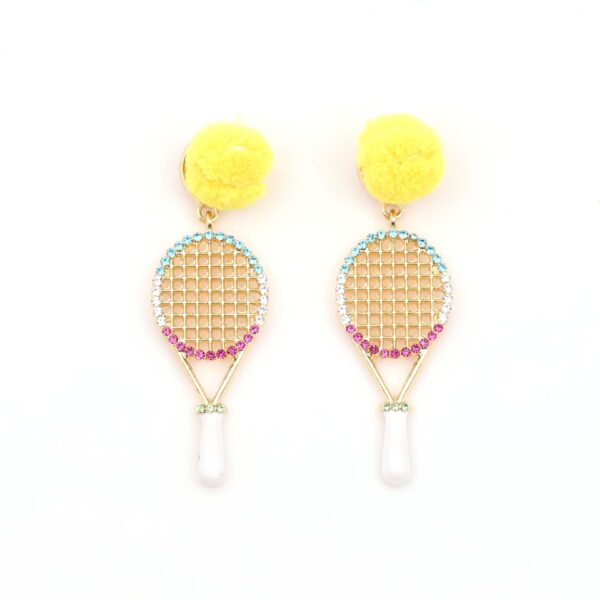 Wholesale Sports Alloy Tennis Racket Diamond Earrings